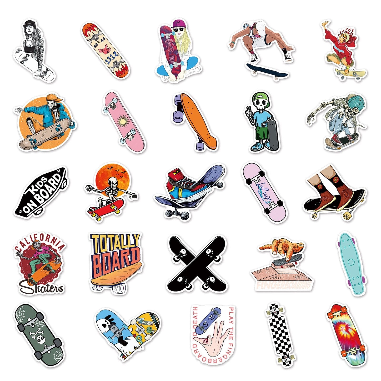 Skateboard Sports 50 Stickers Pack | Famous Bundle Stickers | Waterproof Bundle Stickers