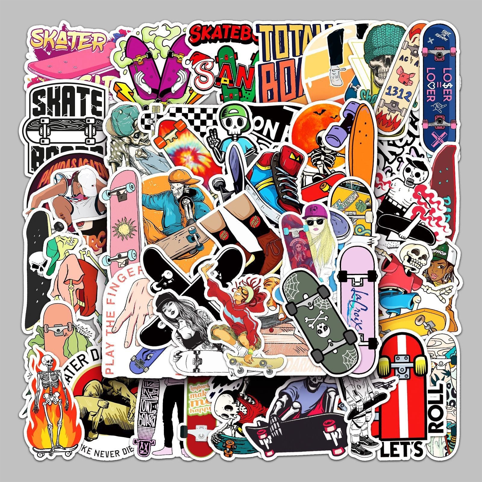 Skateboard Sports 50 Stickers Pack | Famous Bundle Stickers | Waterproof Bundle Stickers