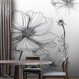 Sketch Flower Wallpaper Mural: Stunningly Unique Design