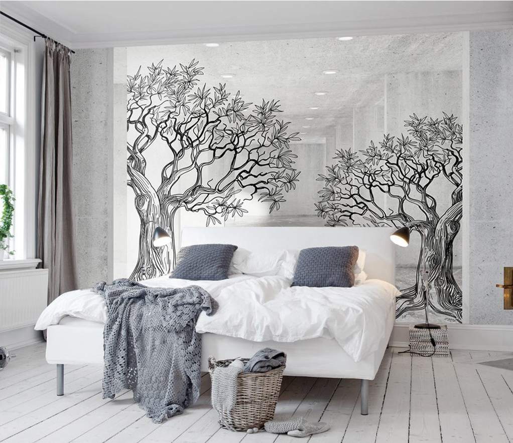 Papier peint mural Sketchy Twin Trees – Transformez votre espace