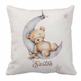 Sleepy Bear on Moon Babybett-Bettwäsche-Set mit Namen | Baby-Dusche-Geschenk-Bettwäsche-Set 