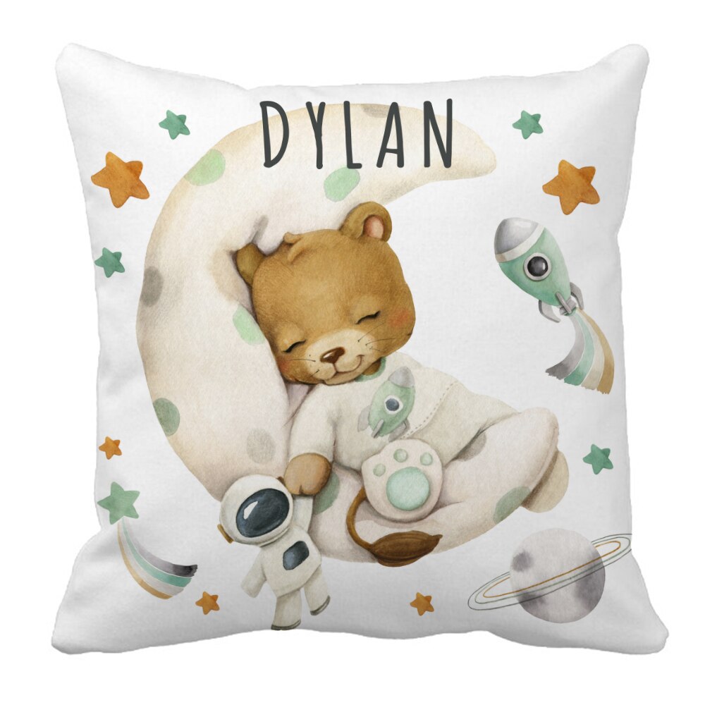 Sleepy Lion on Moon Baby Name Cot Bedding Set | Baby Shower Gift Bedding Set