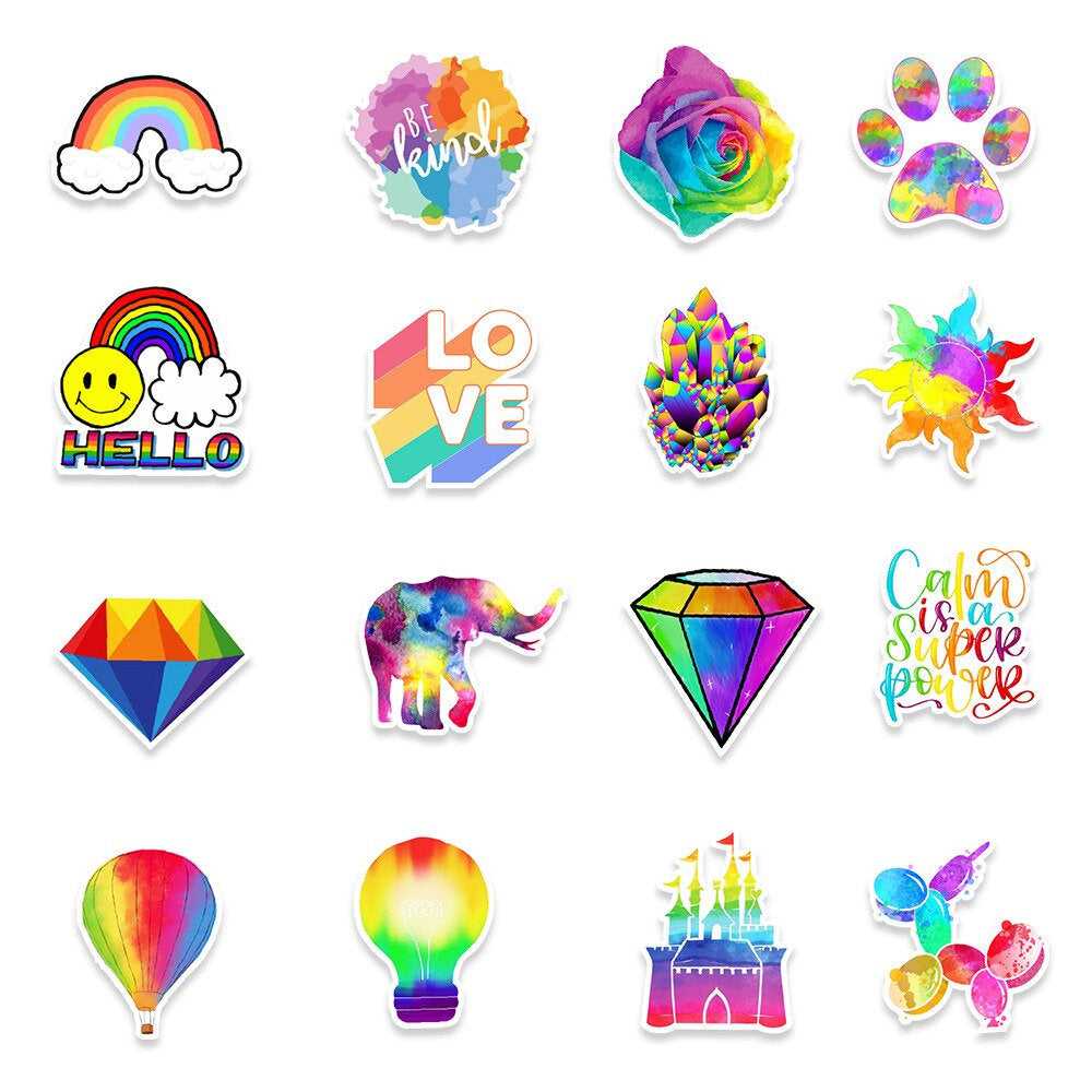 Rainbow Small Fresh Stickers Pack | Famous Bundle Stickers | Waterproof Bundle Stickers