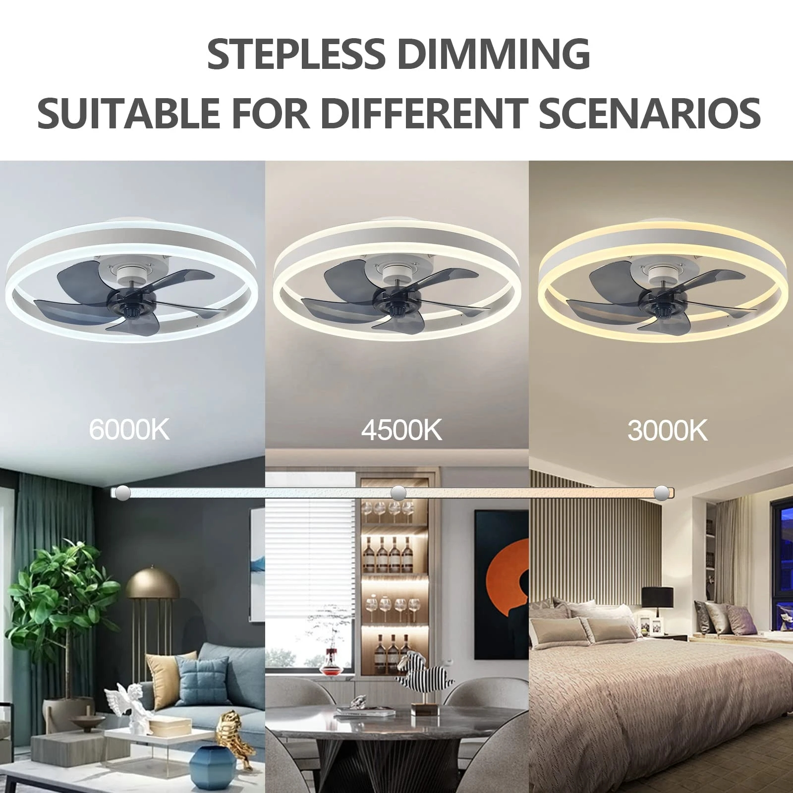 Smart LED Quiet Ceiling Fan Light 6-Speed