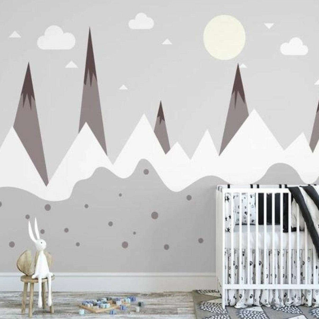 Snowy Peaks Serenity Baby Room Wallpaper