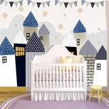 Solid Color Houses Theme Nursery Wallpaper