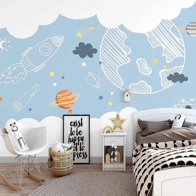 Space Adventure Sketch Nursery Wallpaper