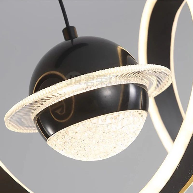 Lustre à anneaux en spirale pour îlot de cuisine à LED 