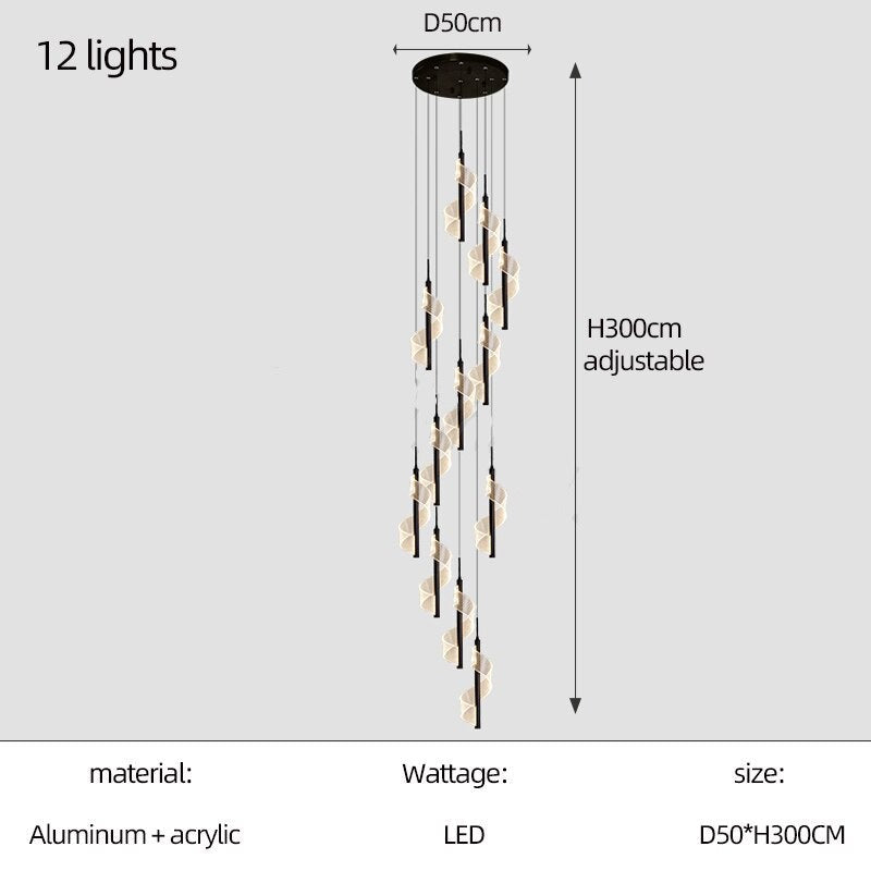 Lustre en spirale d'escalier : Illuminez avec élégance