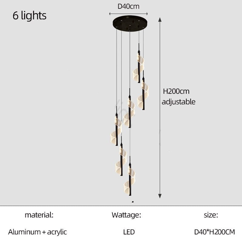 Lustre en spirale d'escalier : Illuminez avec élégance