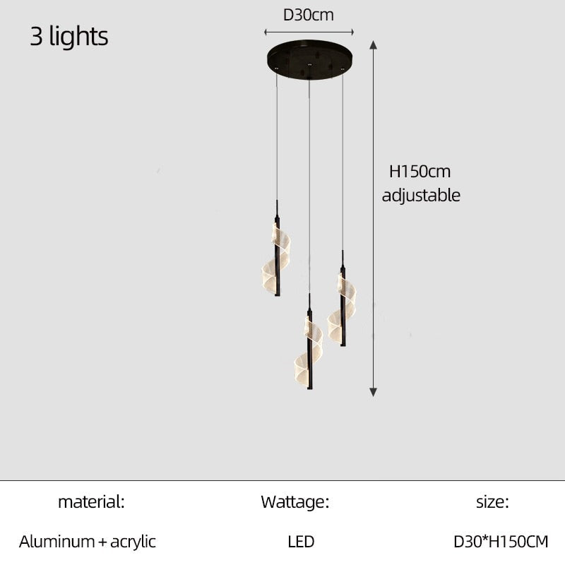 Lustre en spirale d'escalier : Illuminez avec élégance