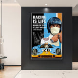 Steve McQueen Art Print - Le Mans Racing Canvas Wall Art