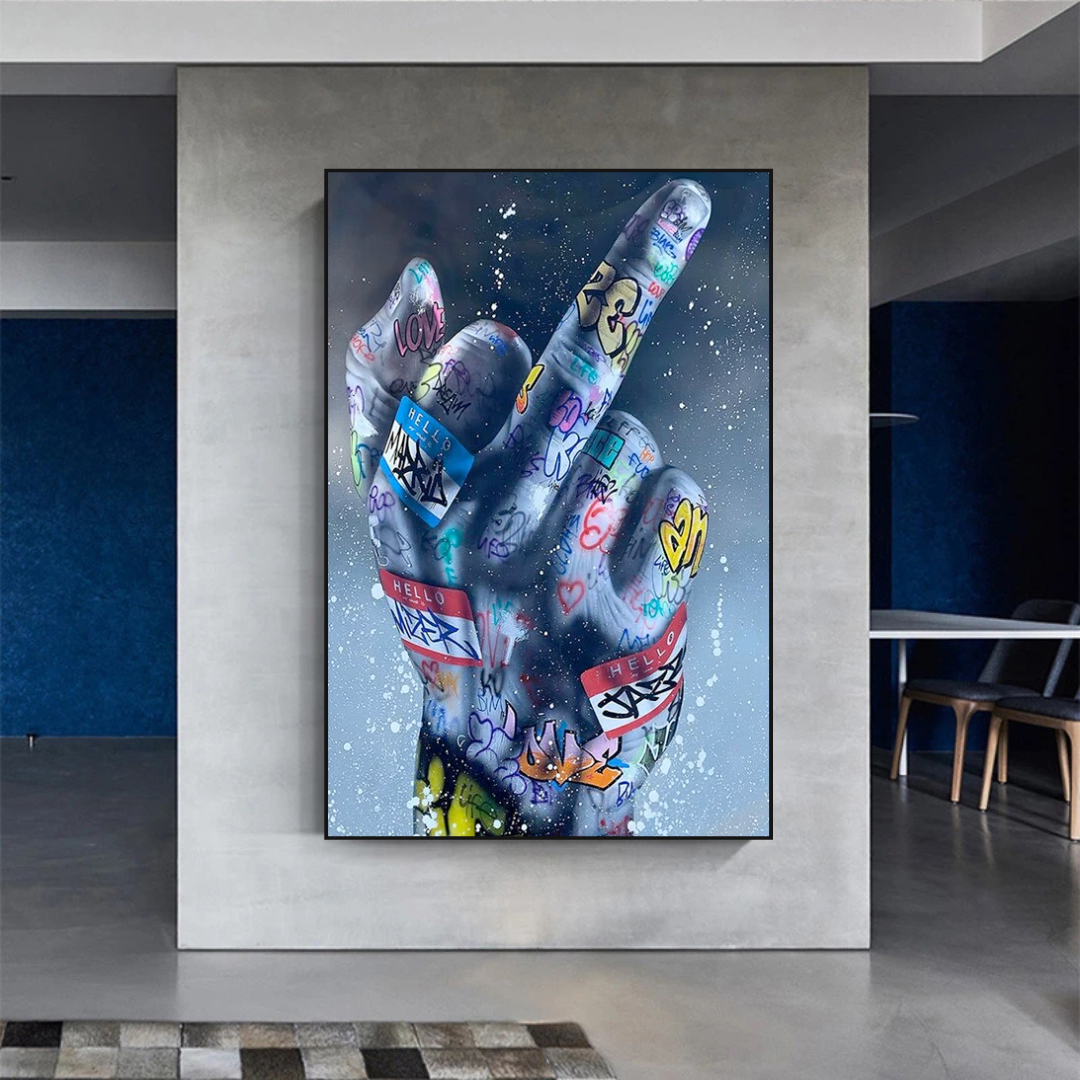 Street Art Middle Finger Gesture Canvas Wall Art