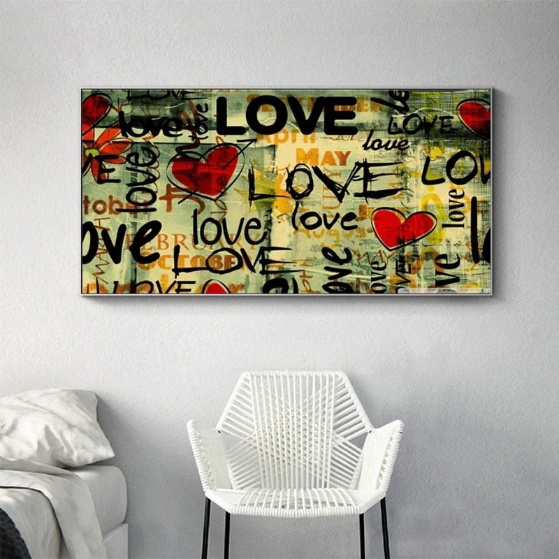 Street Art of Love Canvas Wall Art