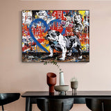 Street Graffiti Art Dog Canvas Wall Art