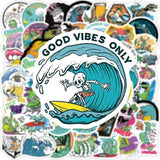 Summer Beach Skull Graffiti Waterproof Stickers Motorcycle Bicycle Helmet Motor Laptop Joke Classic Toy Gift