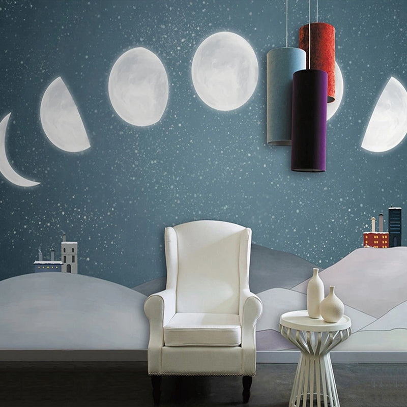 Sunrise to Sunset: Moon Timings Nursery Wallpaper