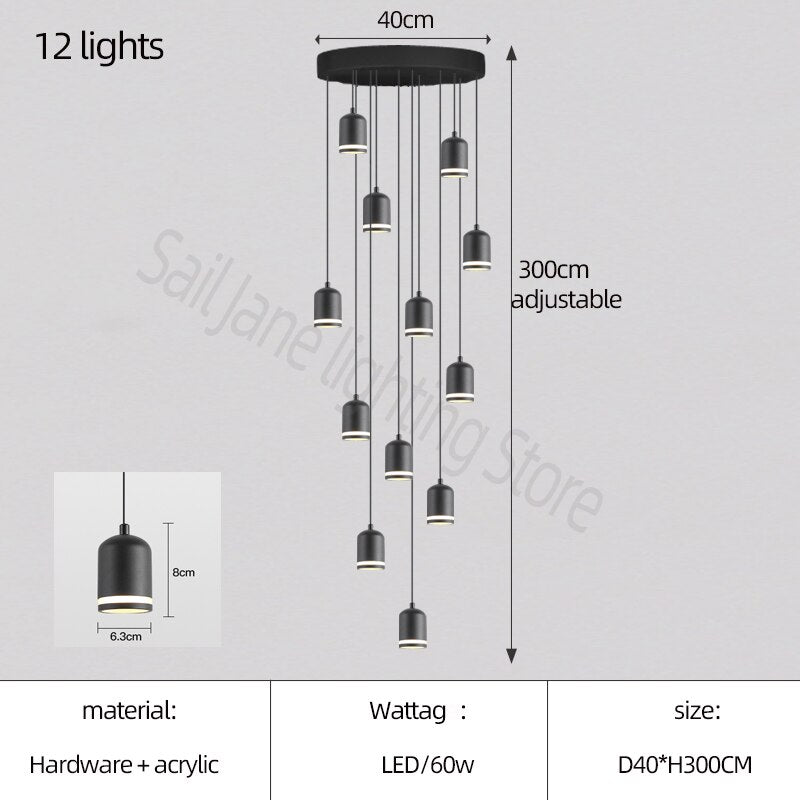 Lustre d'escalier Swirl: Solutions d'éclairage élégantes