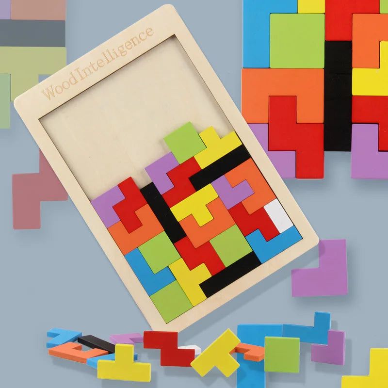 Tetris Board Game Wooden Puzzle