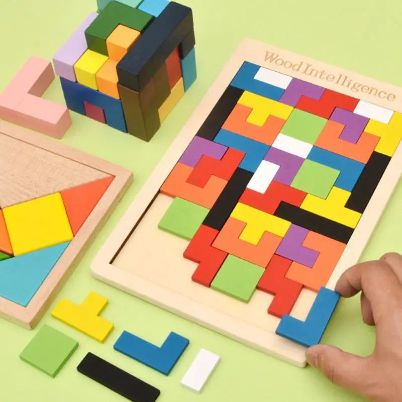 Tetris Board Game Wooden Puzzle