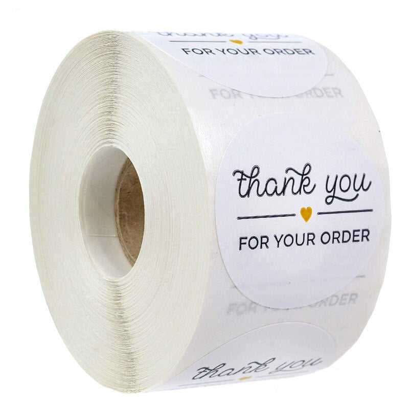 50-500pcs Round White paper label sticker thank you sticker scrapbook 1 inch wedding envelope seal handmade stationery sticker