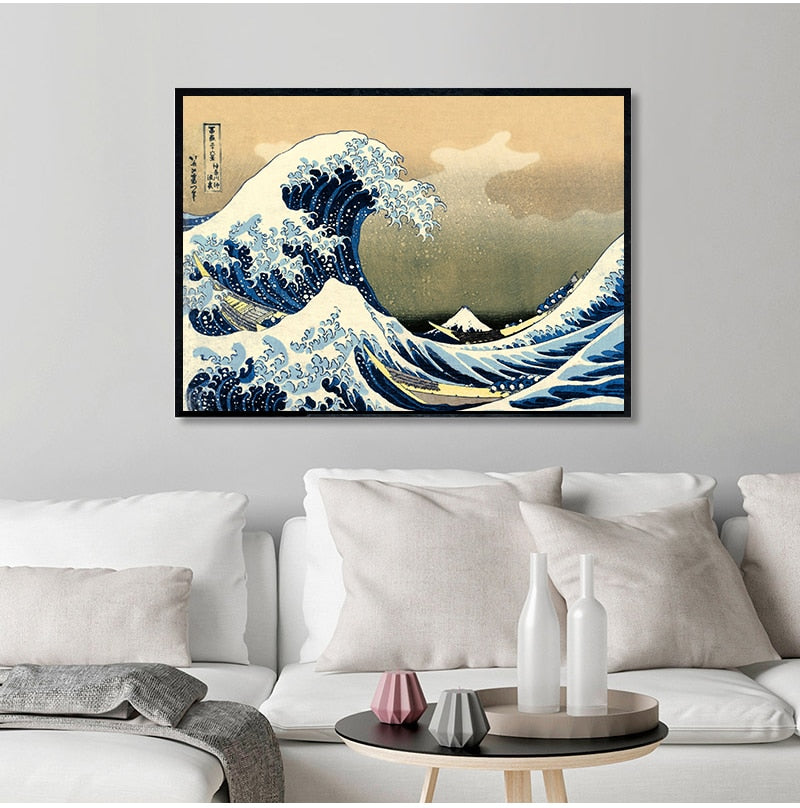 La grande vague de Kanagawa Art mural sur toile japonaise