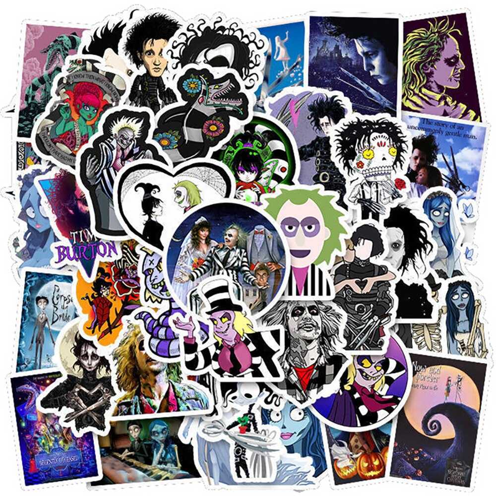 Classic Movie Tim Burton Stickers Pack | Famous Bundle Stickers | Waterproof Bundle Stickers