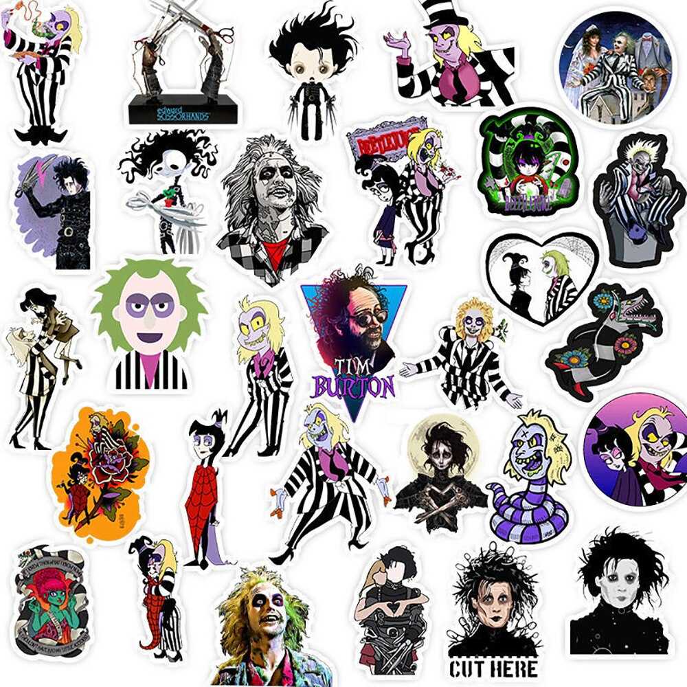 Classic Movie Tim Burton Stickers Pack | Famous Bundle Stickers | Waterproof Bundle Stickers