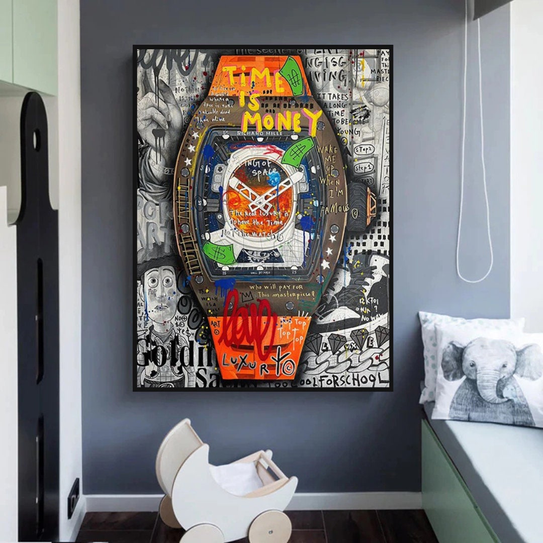 Art mural sur toile Time is Money : Superbe Hublot