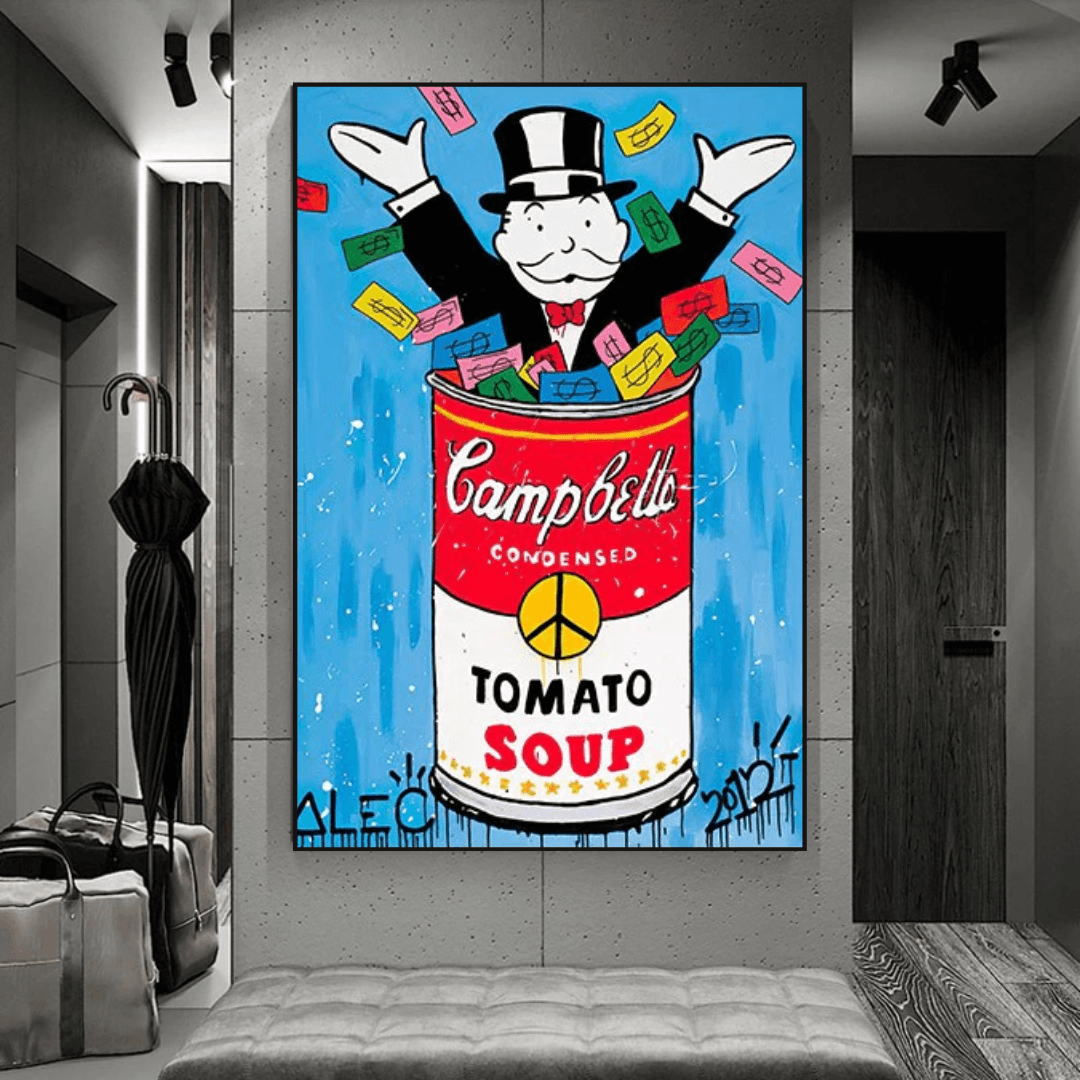 Tomatensuppe – Alec Monopoly Leinwand-Wandkunst