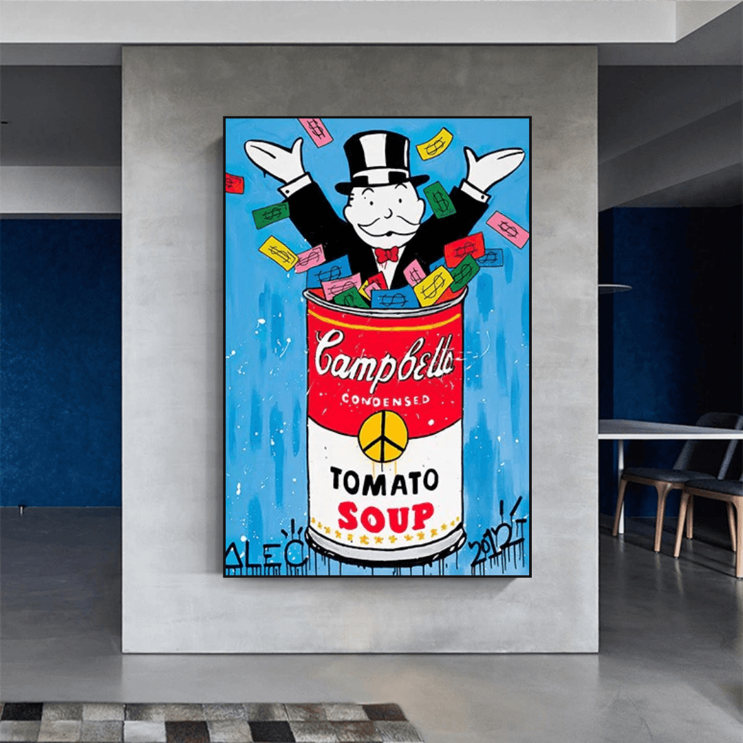 Tomatensuppe – Alec Monopoly Leinwand-Wandkunst