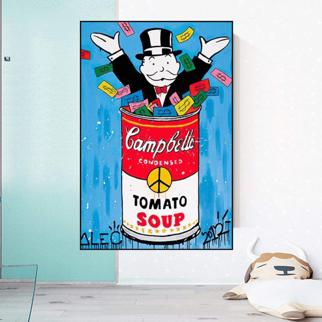 Tomatensuppe – Alec Monopoly Leinwand-Wandkunst