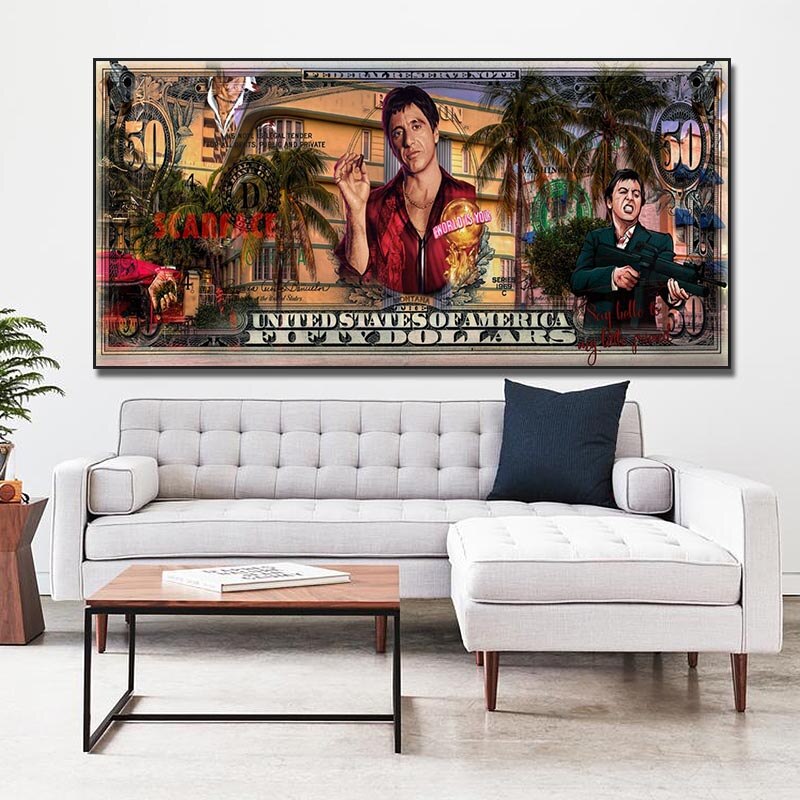 Tony Montana „Say Hello to My Little Friend“-Film-Leinwand-Kunstwerk