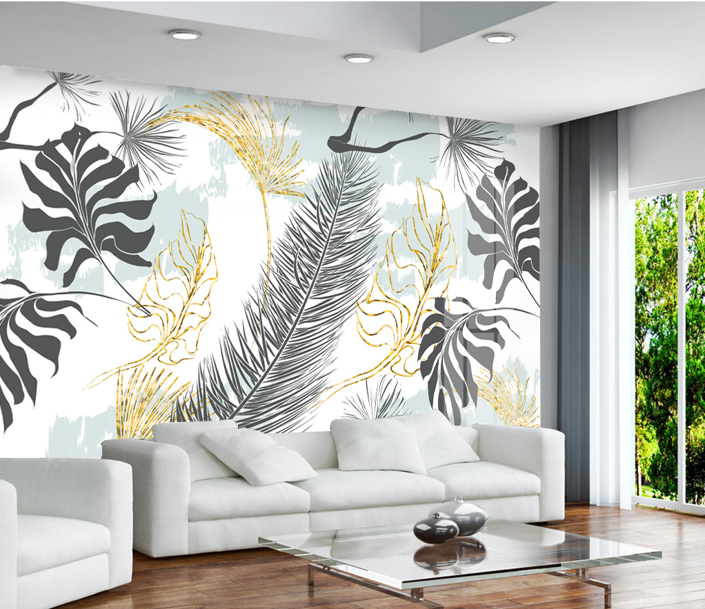 Tropische 3D-Kunst – Tapetenwandbild Blätter