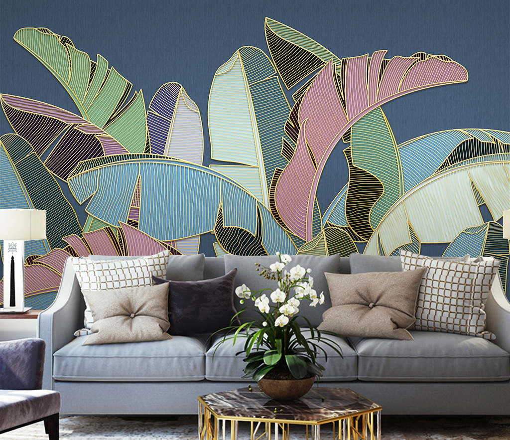 Tropical Coloured Leafs Wallpaper Murals