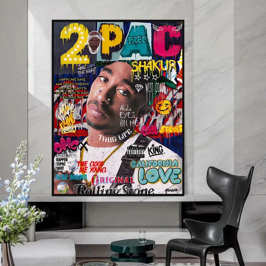 Décoration murale sur toile TuPac Rapper : designs uniques et vibrants