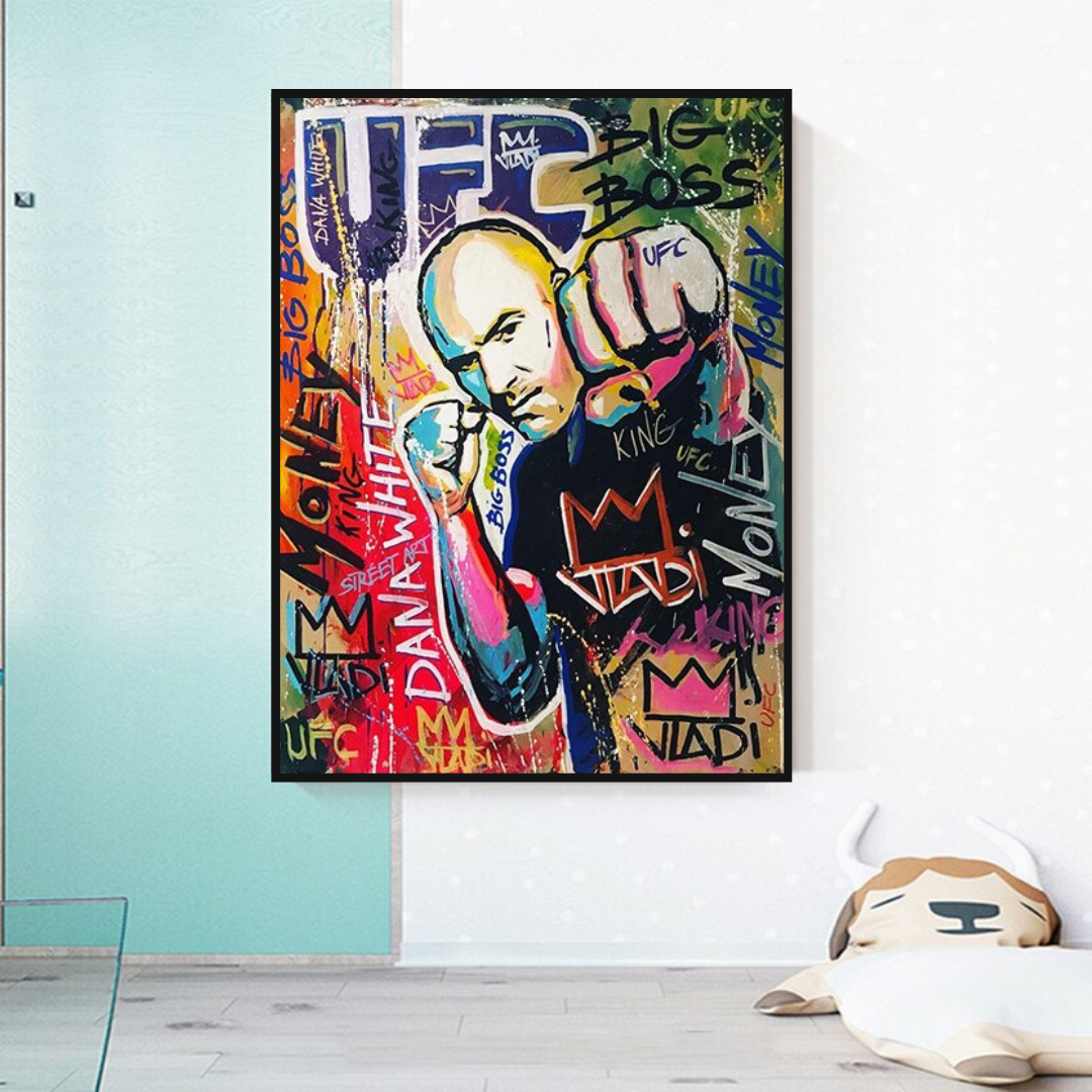 Art mural sur toile de boxeur de combat UFC 