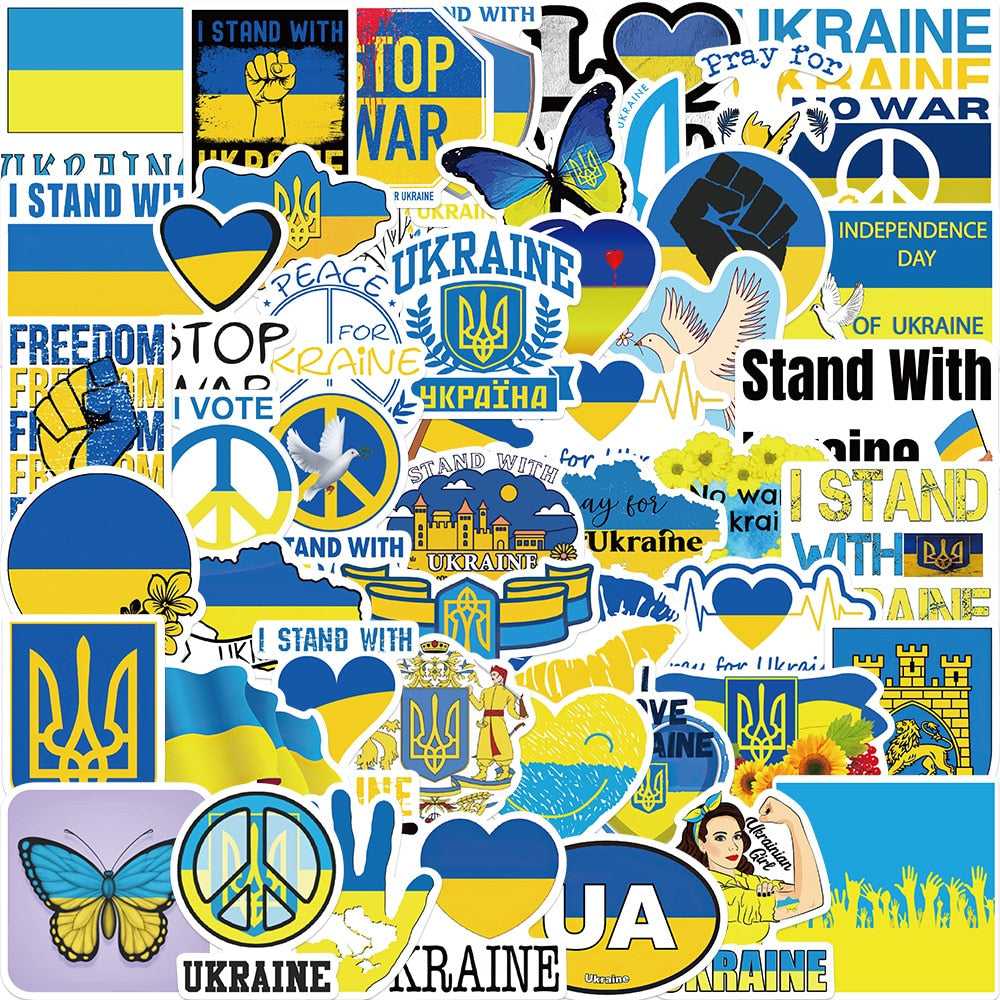 Blue Yellow Ukraine Peace Stickers Pack | Famous Bundle Stickers | Waterproof Bundle Stickers