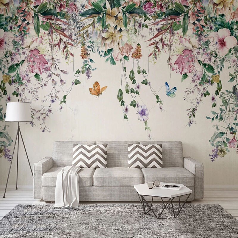 Vine Flowers Romantic Wallpaper for Home Wall Decor