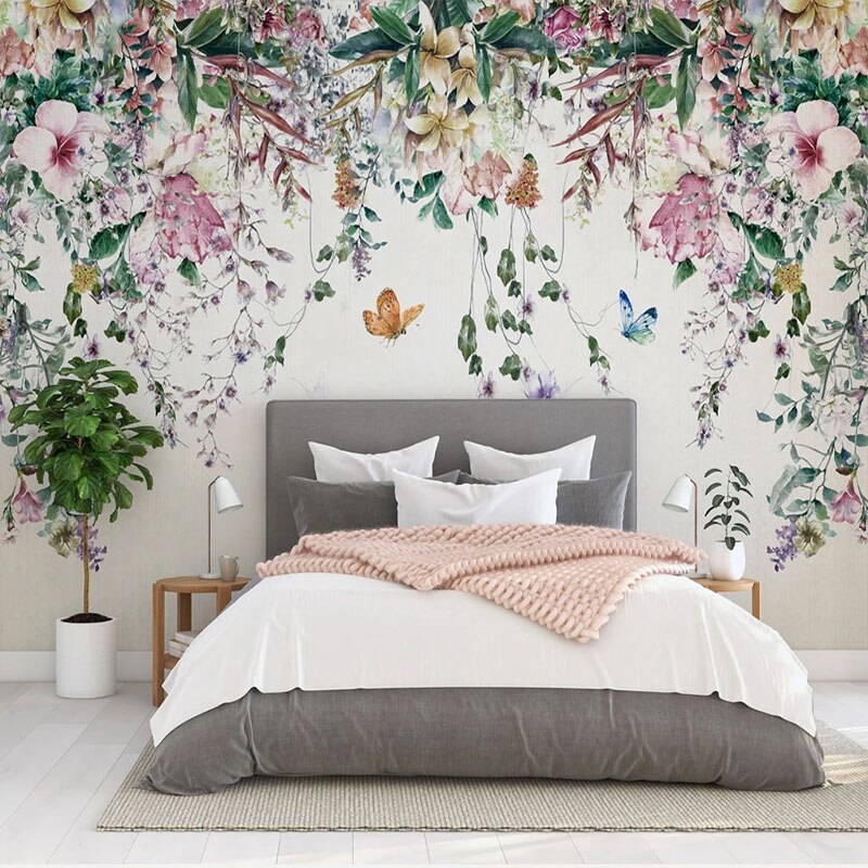 Vine Flowers Romantic Wallpaper for Home Wall Decor