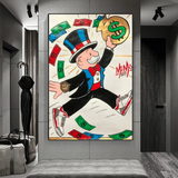 Vintage Alec Monopoly Money Fly Canvas Wall Art