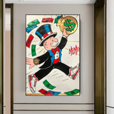 Vintage Alec Monopoly Money Fly Leinwand-Wandkunst