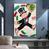 Vintage Alec Monopoly Money Fly Canvas Wall Art