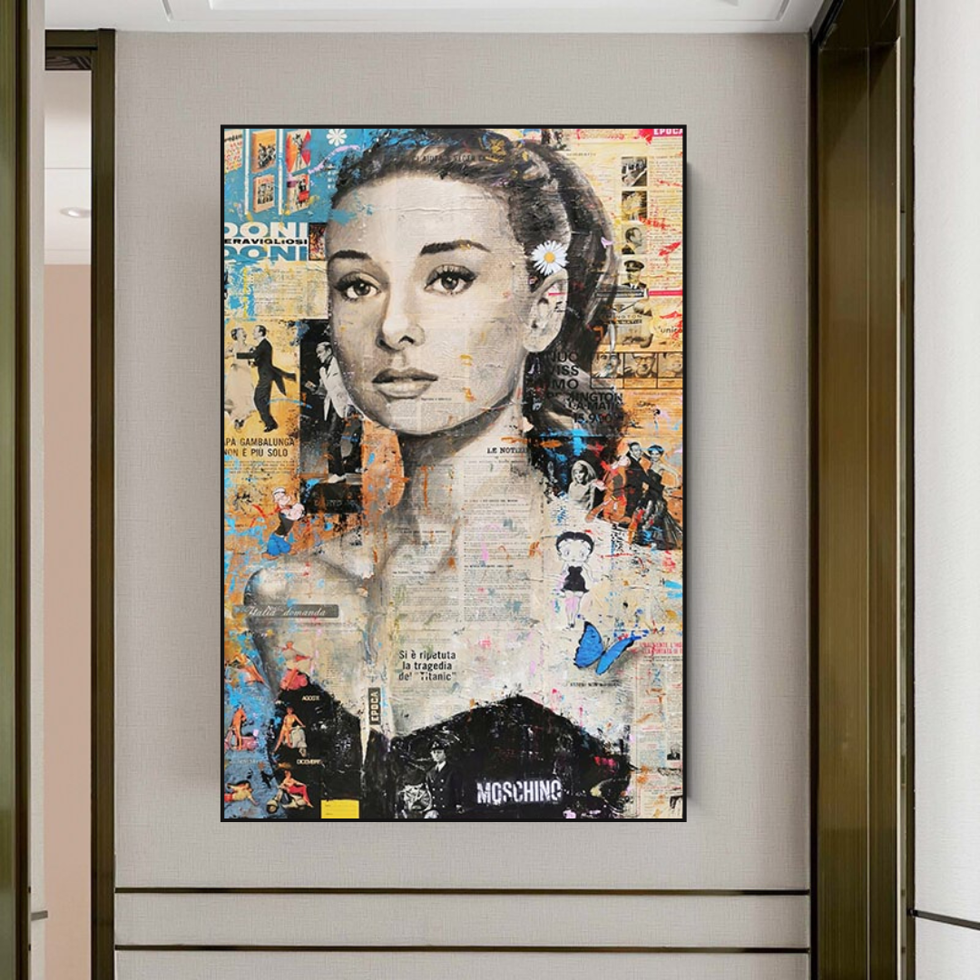 Art sur toile vintage Audrey Hepburn
