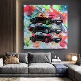 Vintage Cars Graffiti Canvas Wall Art