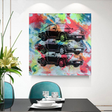 Vintage Cars Graffiti Canvas Wall Art