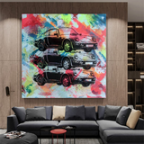 Vintage Cars Graffiti Canvas Wall Art