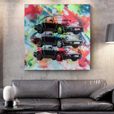 Vintage Cars Graffiti Canvas Wall Art