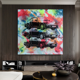 Vintage Cars Graffiti Canvas Wall Art