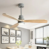 Vintage Wooden Ceiling Fan with Light and Remote